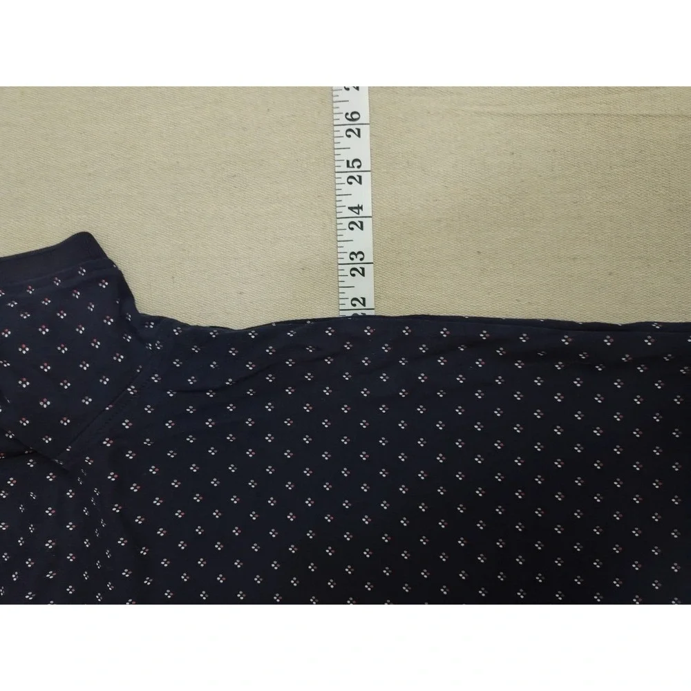 Banana Republic Luxury Touch Polo Shirt Mens Large Navy Blue Micro Print Cotton‎